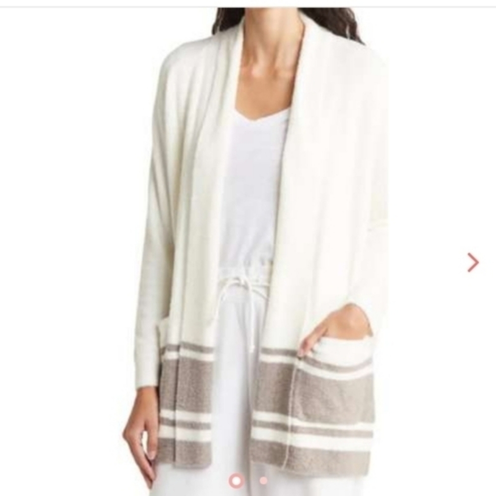 Barefoot Dreams CozyChic Lite Saddle Sleeve Cardigan in Pearl/Beach Rock
